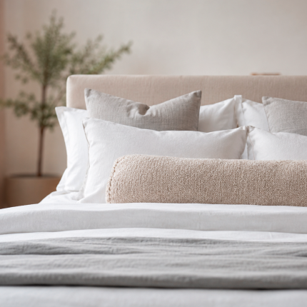 Cojines y pie de cama decorativos Casa Minter en habitación estilo hotel